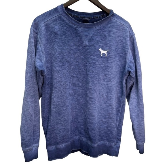 PINK Victoria's Secret Tops - Victoria's Secret PINK Distressed Gradient Blue Sweatshirt Size XS